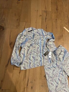 Ralph Lauren women' Light Blue Paisley Pajama Set - Comfortable Sleepwear